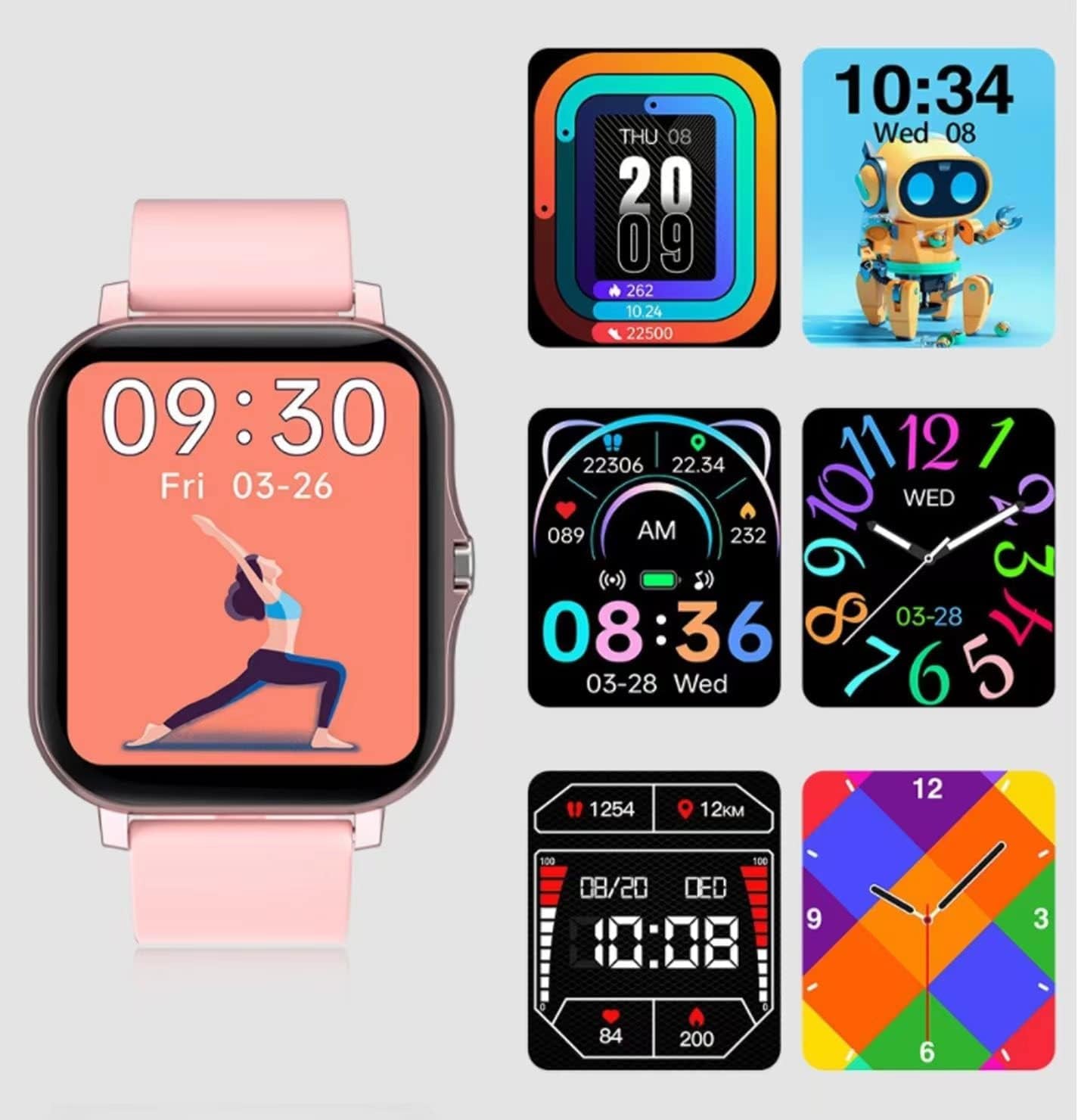 Advanced Smart Fitness Tracker Watch for Android/iOS - IP68 Waterproof, Heart Rate and Blood Oxygen Monitoring, Sleep Analysis, 8 Sports Modes, Breath Training, Weather Updates - 1.69-Inch Display for Men and Women (Rose Gold)