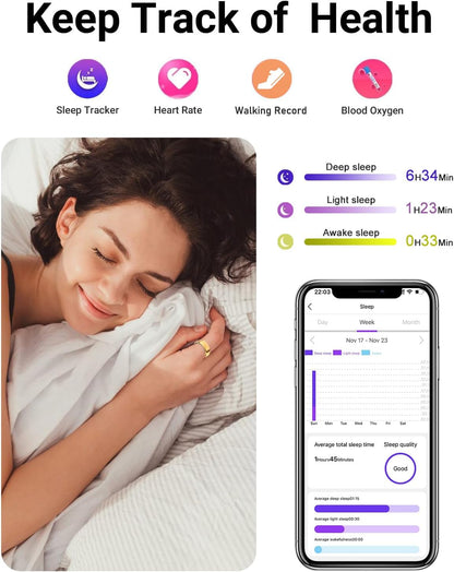 2025 Smart Health Tracking Ring for Men and Women - IP68 Waterproof Fitness Tracker with Sleep Monitoring, Heart Rate, Blood Oxygen, Step Count, Distance, Caloric Tracking, Air Shutter, and 7-Day Charging Case