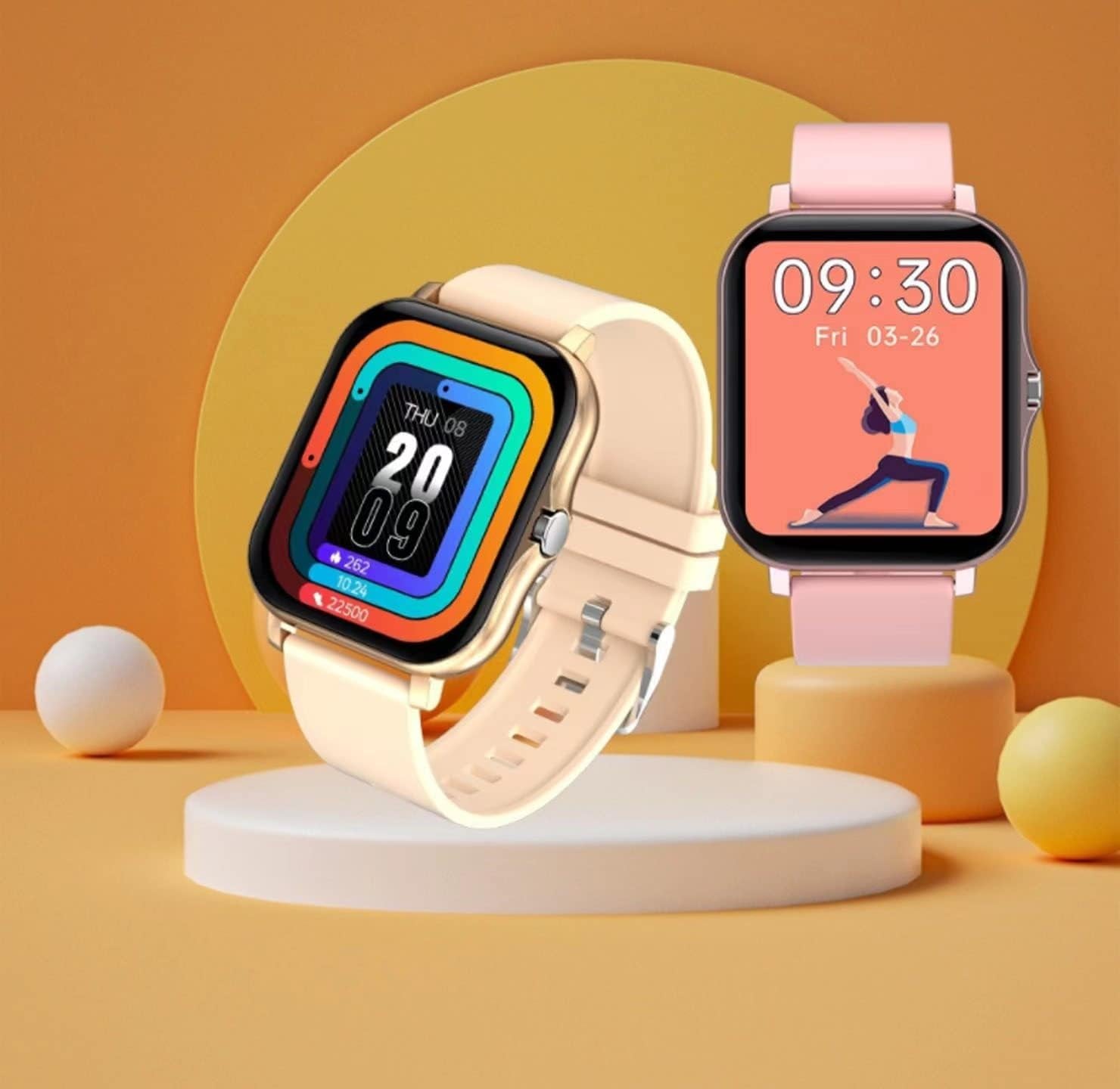 Advanced Smart Fitness Tracker Watch for Android/iOS - IP68 Waterproof, Heart Rate and Blood Oxygen Monitoring, Sleep Analysis, 8 Sports Modes, Breath Training, Weather Updates - 1.69-Inch Display for Men and Women (Rose Gold)