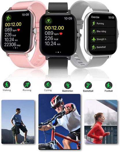 Advanced Smart Fitness Tracker Watch for Android/iOS - IP68 Waterproof, Heart Rate and Blood Oxygen Monitoring, Sleep Analysis, 8 Sports Modes, Breath Training, Weather Updates - 1.69-Inch Display for Men and Women (Rose Gold)